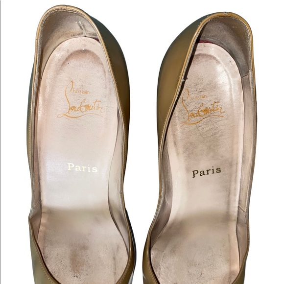 👠 Christian Louboutin New Very Prive 120 Patent Dark Nude Peep Toe 41 US 10.5 - Picture 4 of 12